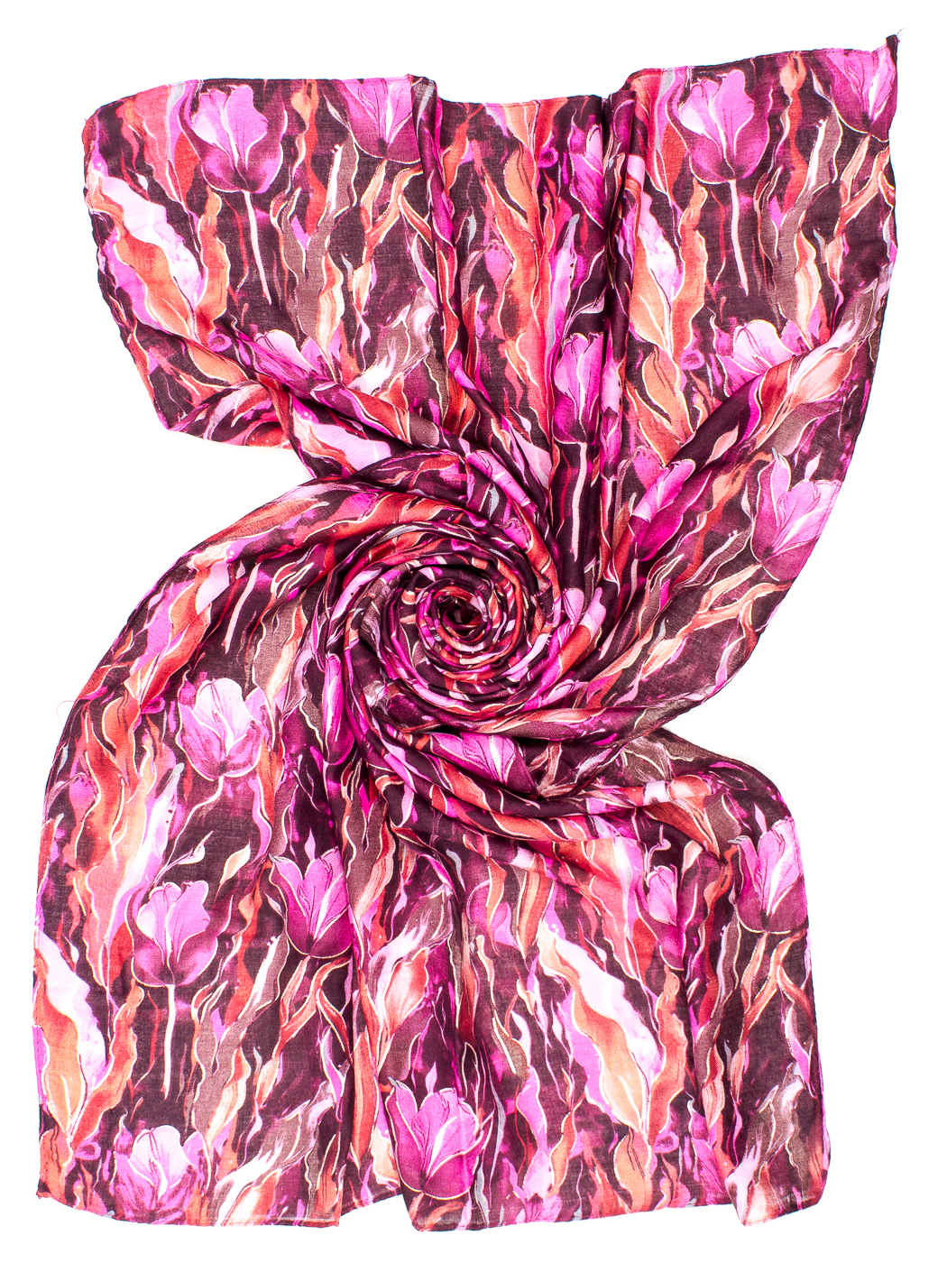 STOLA STAMPA GRAPHIC FLOWER LUREX, 85X185 - FUXIA